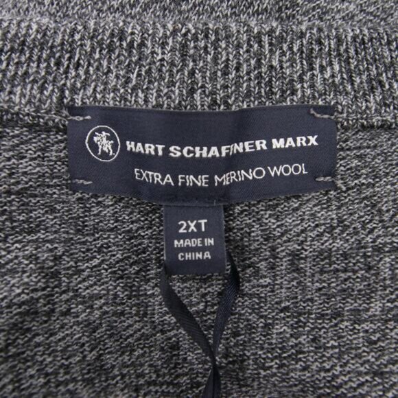 Hart Schaffner Marx Sweater Vest Gray Extra Fine Merino Wool V Neck 2X Tall NWT - Picture 7 of 10